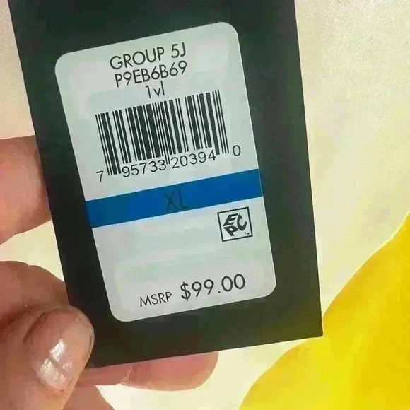 DKNY dress. Size XL ladies color block NWY black yellow white Flowy Airy - Picture 10 of 12